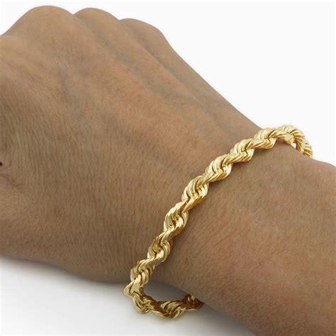 Real 10k Yellow Gold Genuine 6mm Italian Diamond Cut Rope Chain Link Bracelet 8" | eBay