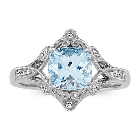 Aster Aquamarine and Diamond Ring | Fashion rings, Stylish rings, Platinum jewelry