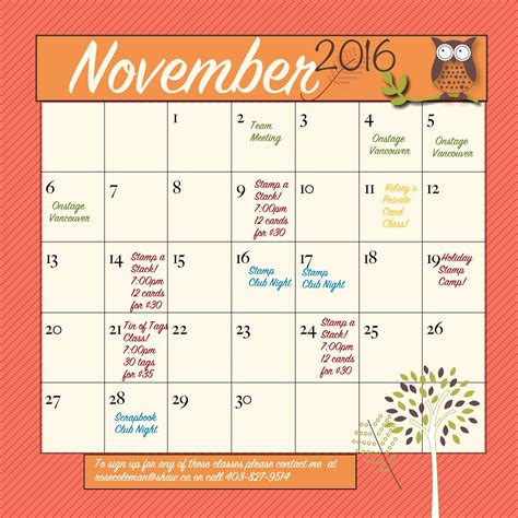 Check out my November Events!! - Rose Coleman