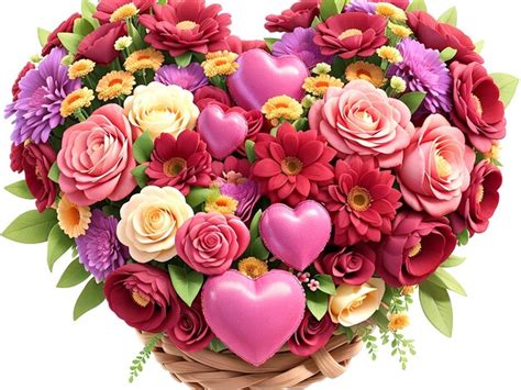 Premium AI Image | A heart shaped bouquet of flowers