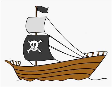 Easy Pirate Ship Drawing - Pirate Ship Drawing Simple, HD Png Download - kindpng