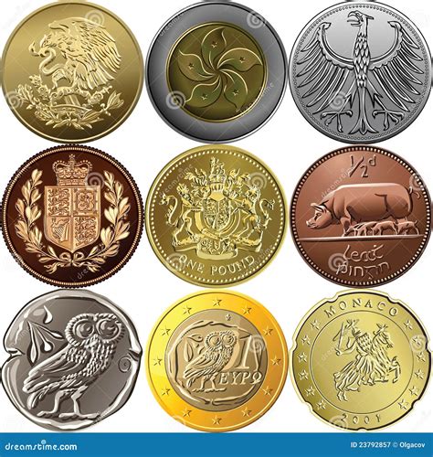 Vector Set Gold And Silver Coins Stock Vector - Illustration: 23792857