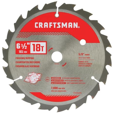 CRAFTSMAN 6-1/2-in 18-Tooth Carbide Circular Saw Blade in the Circular Saw Blades department at ...