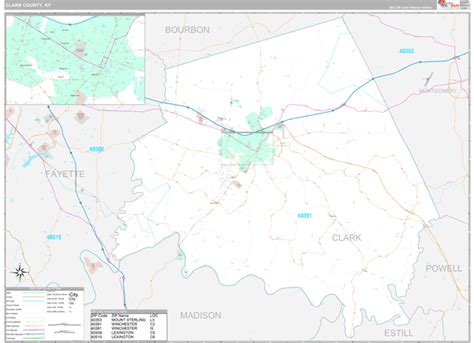 Clark County, KY Wall Map Premium Style by MarketMAPS - MapSales