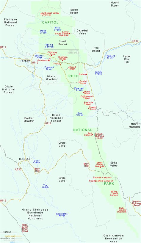 Map of Capitol Reef National Park, Utah