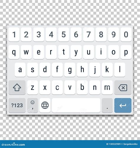 Template of Virtual Keyboard for Smartphone with QWERTY Layout, Lowercase Letters and Number Row ...