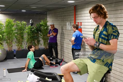 Taylor Fritz and Andrey Rublev workout during day two of the Nitto ...