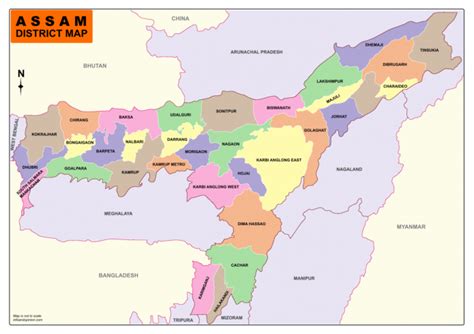 Assam Map-Download Free Map Of Assam - Infoandopinion