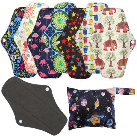 Reusable Menstrual Pads (7 in 1, 10in*7in), PHOGARY Bamboo Cloth Pads ...