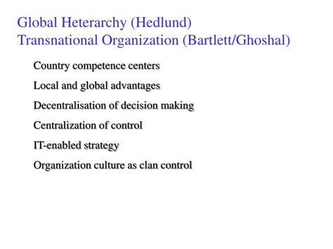 PPT - International Strategy and Organization (ISO) ( Advanced Topics: Networks of the MNC ...