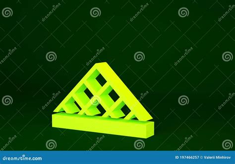 Yellow Louvre Glass Pyramid Icon Isolated on Green Background. Louvre Museum. Minimalism Concept ...