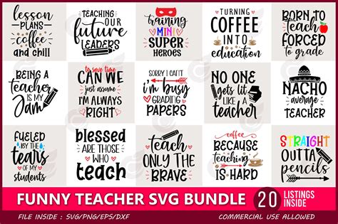 Funny Teacher SVG Bundle | Education Illustrations ~ Creative Market