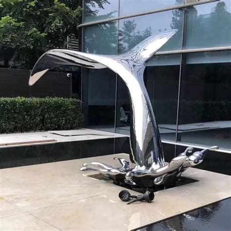 Mirror Stainless Steel Whale Tail Sculpture For Sale - SevenTreeSculpture