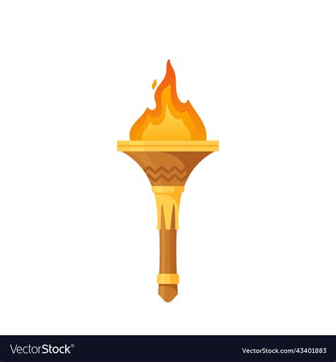 Medieval torch isolated game asset ancient Vector Image