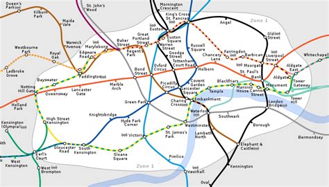 Tube lines--Zone 1 | London underground map, Underground, London ...