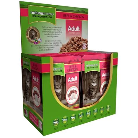 Natures Menu Beef & Chicken Adult Cat Food Pouches From £8.69 | Waitrose Pet