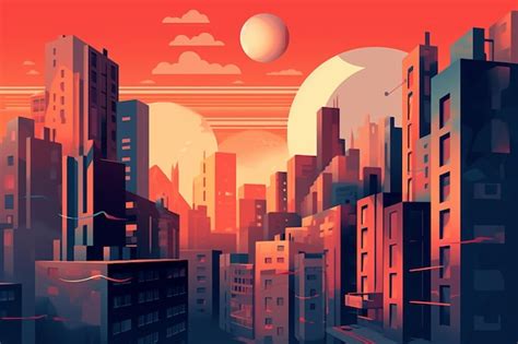 Premium AI Image | There is a cityscape with a sunset in the background generative ai