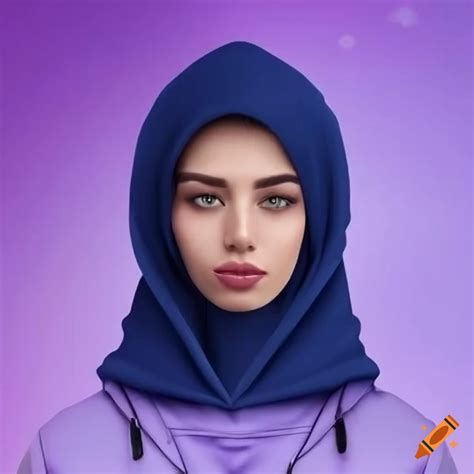 3d artwork of a woman wearing a navy blue hoodie and hijab with a palestine flag on Craiyon