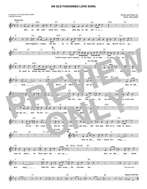 Three Dog Night "An Old Fashioned Love Song" Sheet Music Notes | Download Printable PDF Score 38736