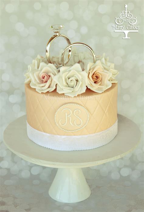 Engagement Cake ,ring Topper , Roses - CakeCentral.com