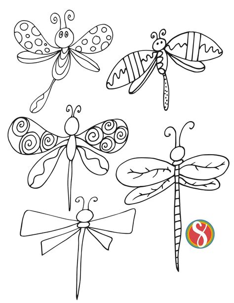 Free Dragonfly Coloring Pages — Stevie Doodles