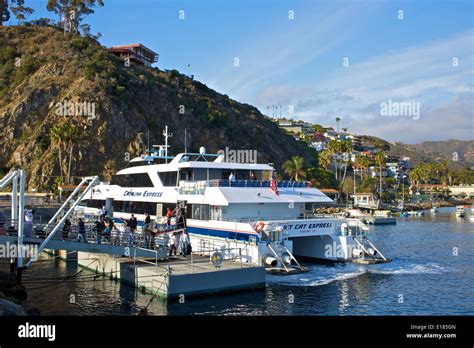 Passengers disembarking from the morning Catalina Express Ferry, Avalon ...