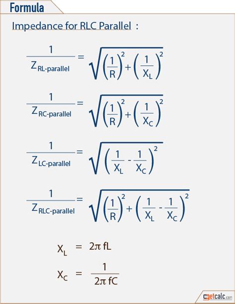 RLC Circuit Equivalent Impedance Calculator