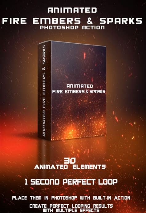 Animated Fire Embers & Sparks Photoshop Action | Photoshop actions ...