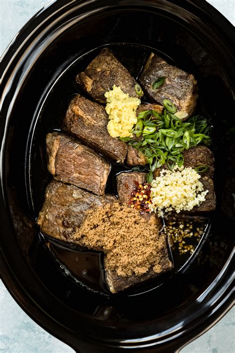 Korean Beef Short Ribs in the Slow Cooker - No Spoon Necessary