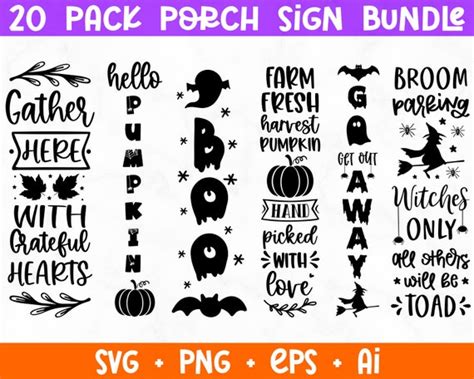 Fall Porch Sign SVG Bundle Halloween Porch Sign Svg - Etsy