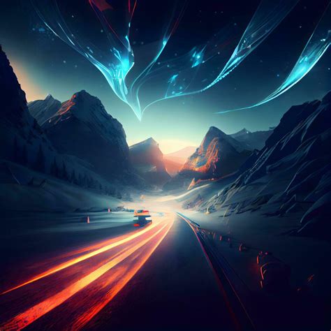 Futuristic abstract background with high-speed road in the mountains ...