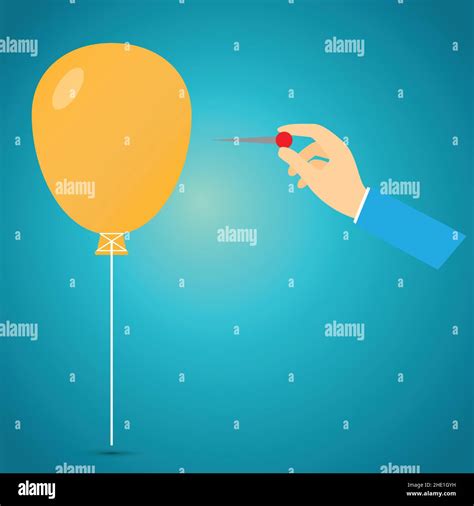 Hand holding a needle in order to pop a balloon Stock Vector Image ...