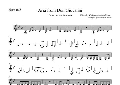 Aria from Don Giovanni (arr. Zachary Corbett) by Wolfgang Amadeus Mozart Sheet Music for French ...