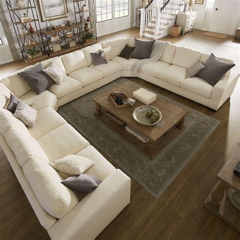 Lionel White Cotton Fabric Down-Filled U-Shaped Sectional by iNSPIRE Q ...