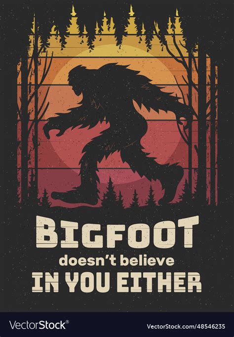 Bigfoot poster print design projects Royalty Free Vector