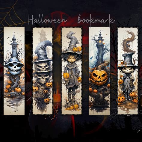 Set 2 Halloween 20 Bookmarks Printable Bookmarks Digital - Etsy