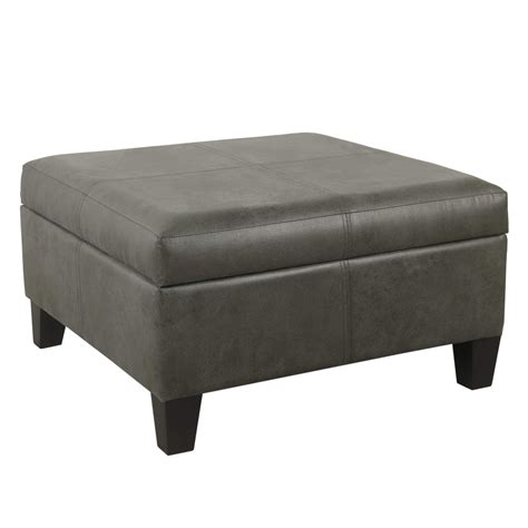 HomePop storage ottoman, Gray in 2020 | Faux leather ottoman, Leather ottoman, Storage ottoman
