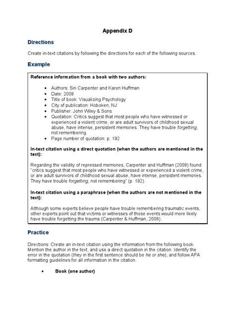 APA Appendix D | Citation | Psychological Trauma