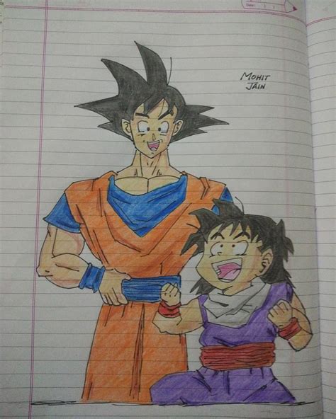 Goku and Gohan Drawing by M J | Fine Art America