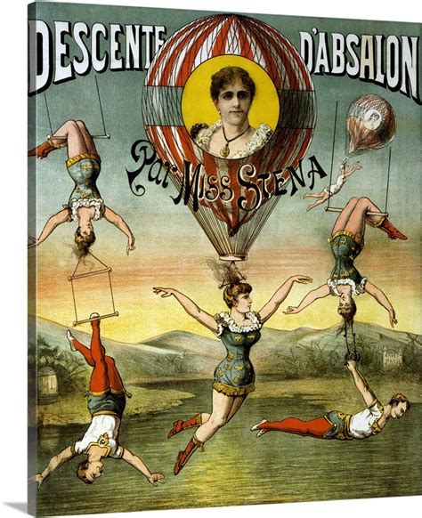 Vintage French Circus Poster Of A Group Of Aerialists Performing Wall Art, Canvas Prints, Framed ...