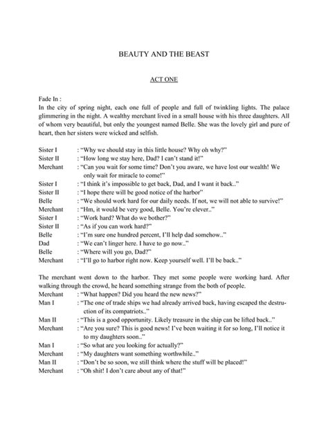 Script of English Musical Drama, Beauty and The Beast