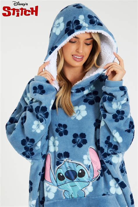 Tropical Flowers Disney Hoodie Blanket, Stitch Sherpa Fleece Oversized ...