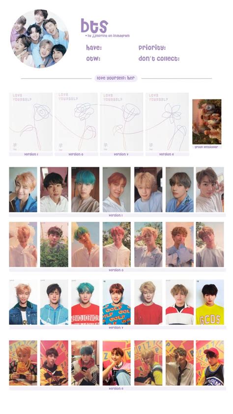 love yourself: her photocards template | Álbumes de bts, Logo de bts, Fotos imprimibles