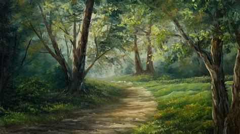 Magic Forest Wall Art Forest Path Painting Pathway Summer Tree Painting ...