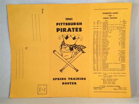 Sold Price: 1961 Pittsburgh Pirates Spring Training Roster Pamphlet ...