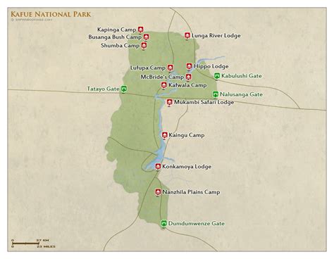 Kafue Map – Detailed Map of Kafue National Park