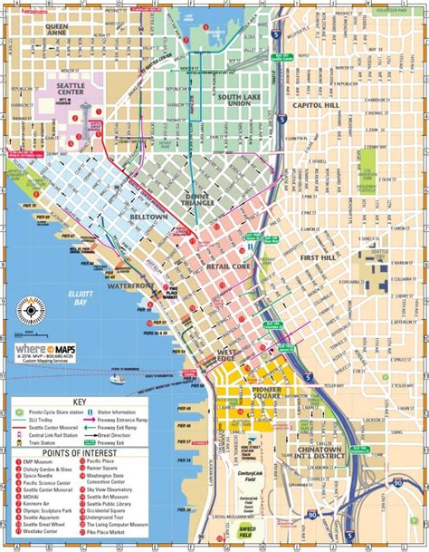 Map Of Downtown Seattle: Interactive And Printable Maps | Wheretraveler with Seattle Tourist Map ...