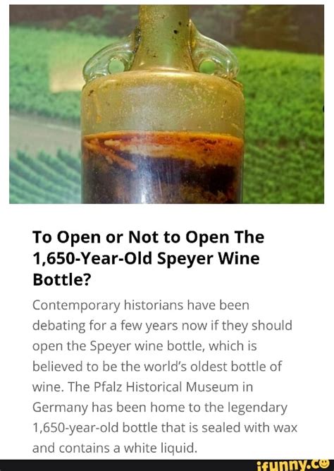 To Open or Not to Open The 1,650-Year-Old Speyer Wine Bottle ...