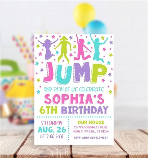 Jump Birthday Invitation, Editable Jump Invitation Template, Printable Bounce House Birthday ...