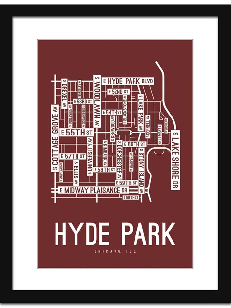 Hyde Park, Chicago, Illinois Street Map Print - School Street Posters